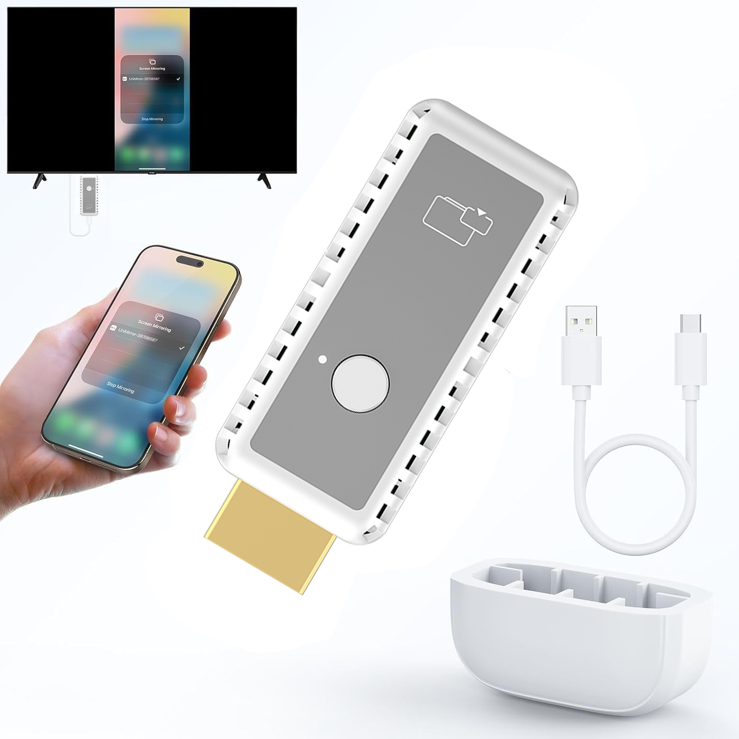 W3400-C  HDMI Wireless Display Adapter Plastic Mobile Screen Mirroring Dongle for iPhone Mac IOS And